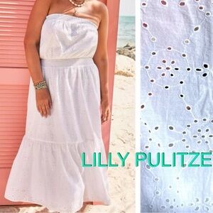 LILLY PULITZER Nikole Strapless Eyelet Resort White Tidepool Eyelet size XL